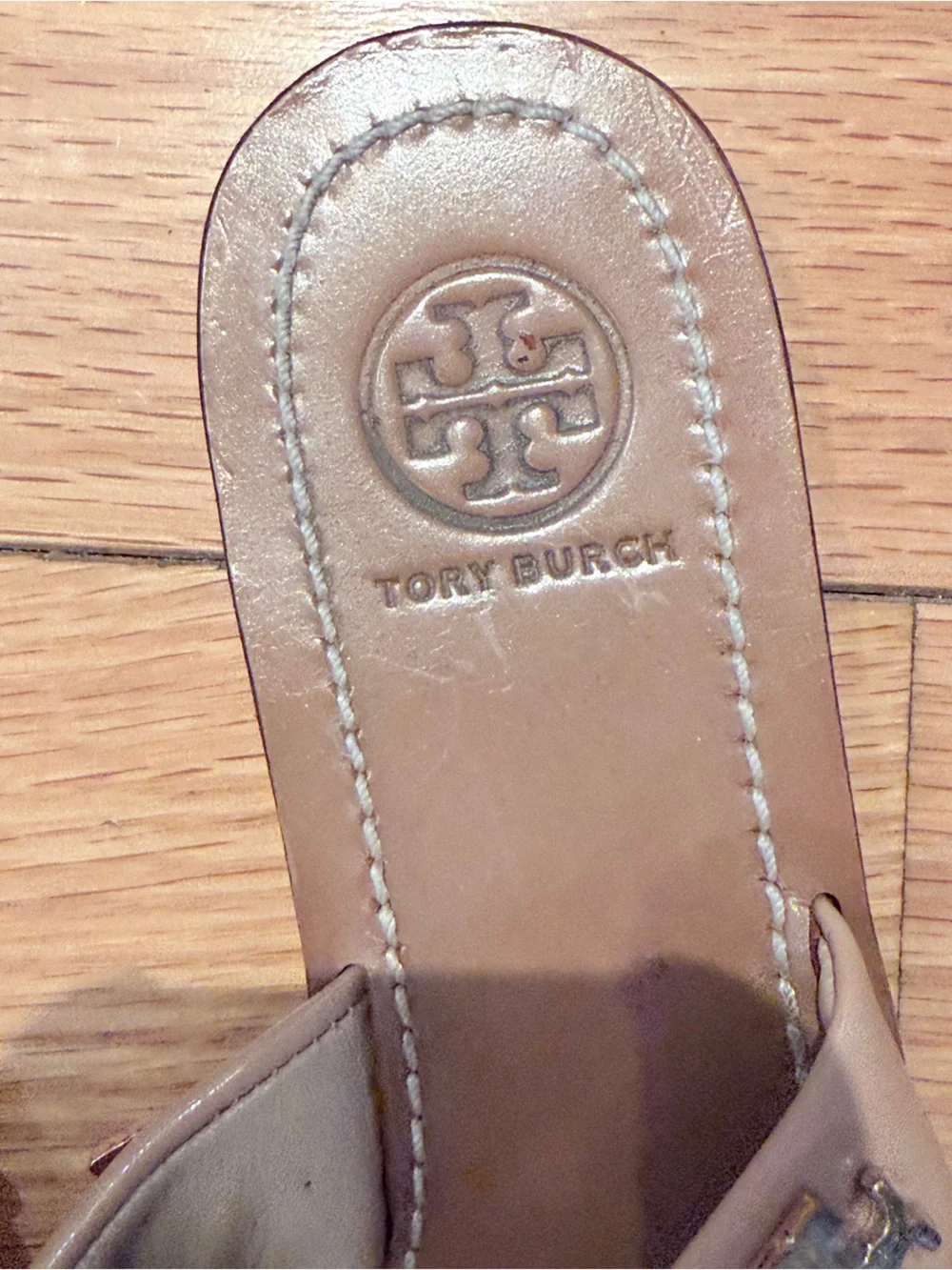 Tory Burch Beige Tan Miller Logo Toe-Post Sandals